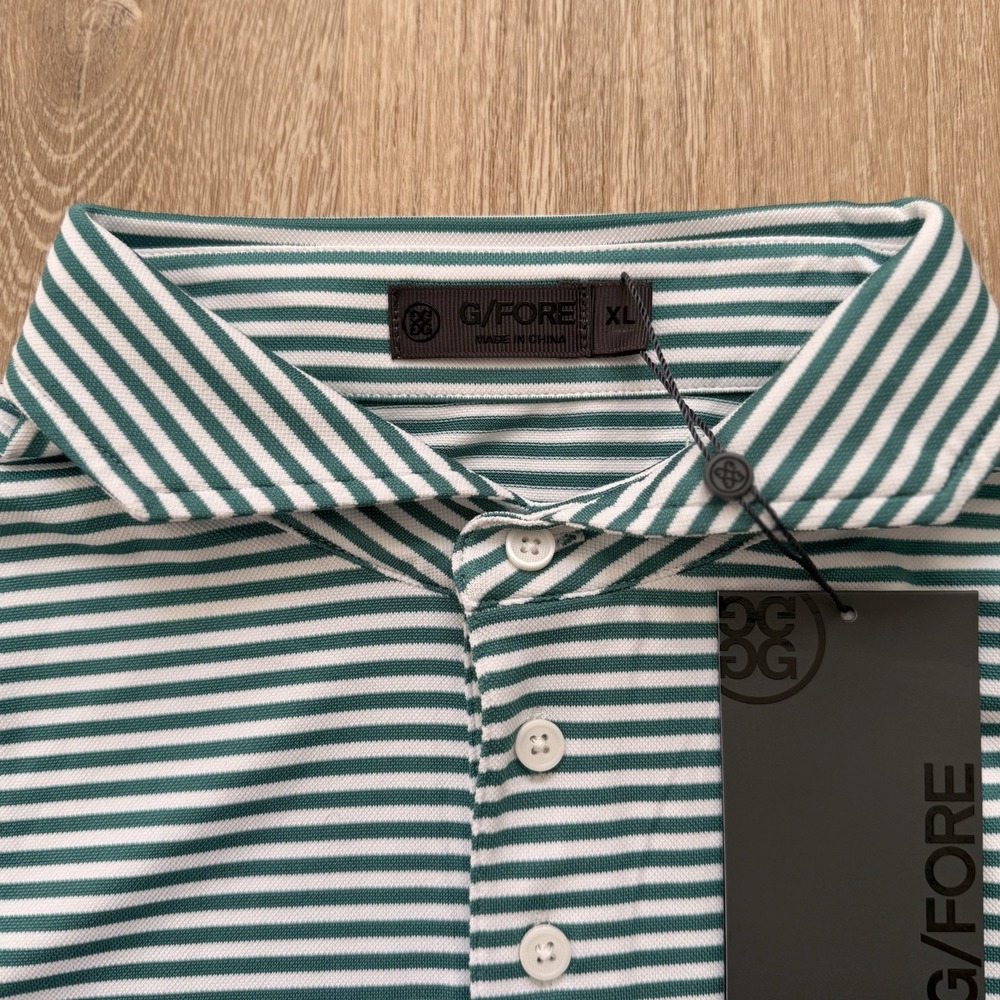 G/Fore Mens Turquoise Stripe Golf Polo Performance Shirt Sz XL Stretch NWT $120 - Picture 5 of 8